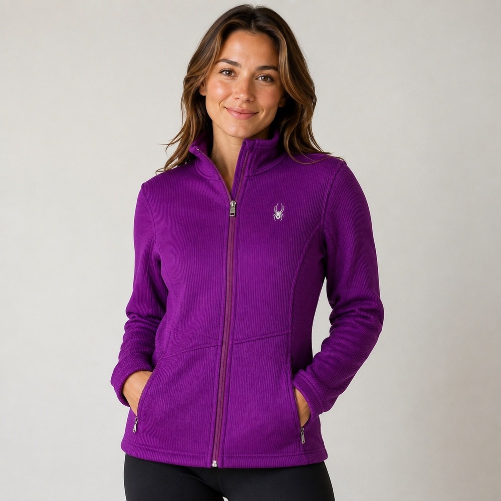 Spyder Women's Purple Full Zip Knit Jacket Fitted Active Outdoor Athleisure